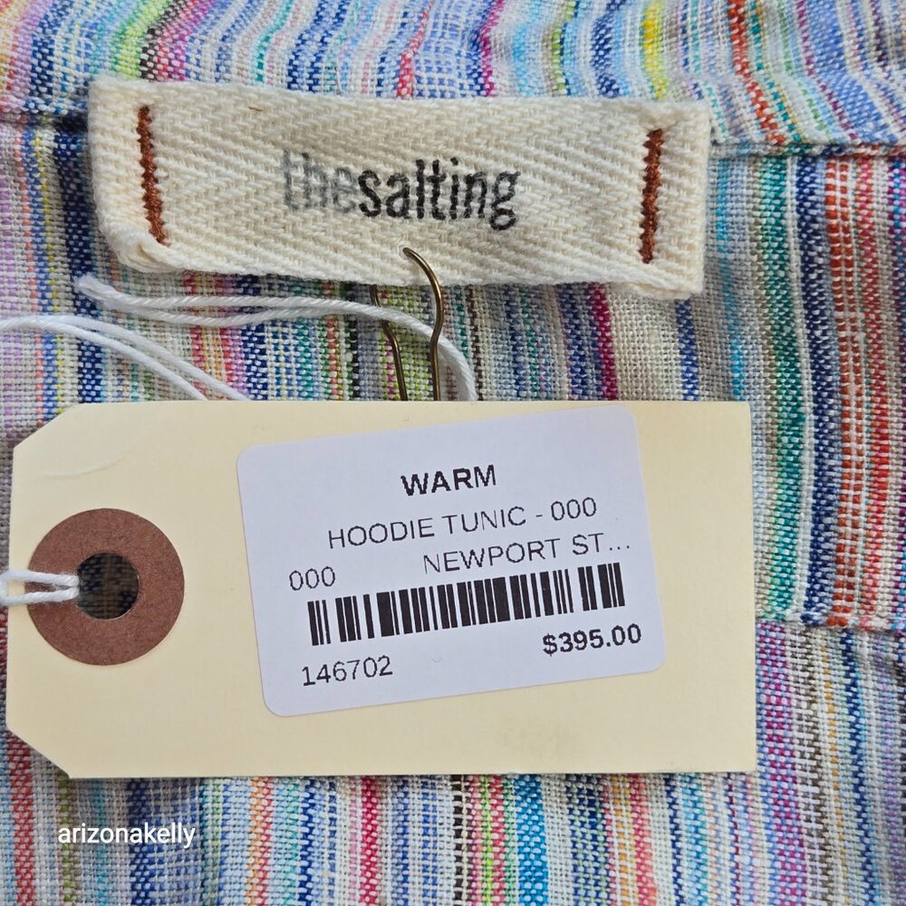 The Salting Linen Hoodie Coverup Tunic Size 000 Colorful Stripe Unisex - Picture 2 of 13